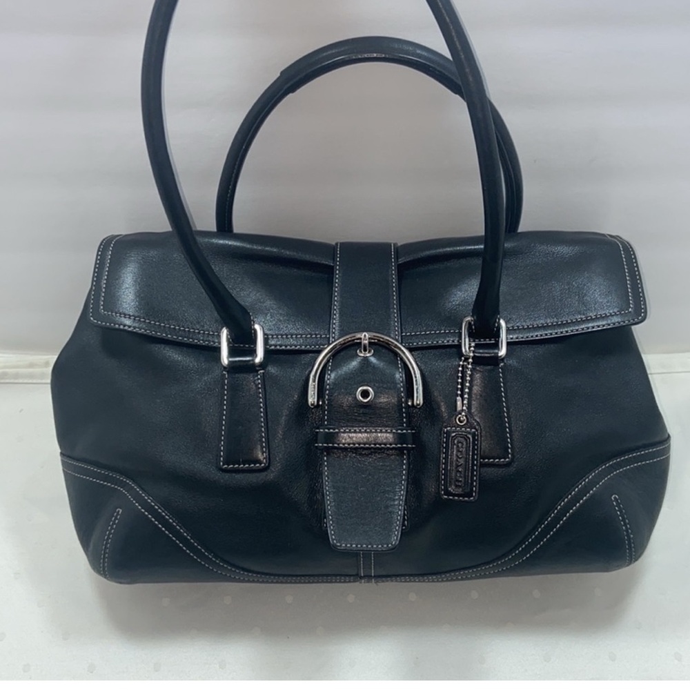 Vintage Coach Bag Y2K Leather Soho Hamptons Flap Satchel Shoulder Handbag 9550